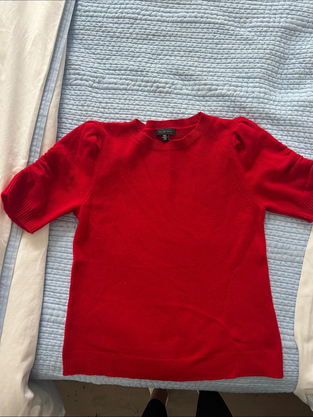 Saks Fifth Avenue Red Short-Sleeve Crewneck Sweater